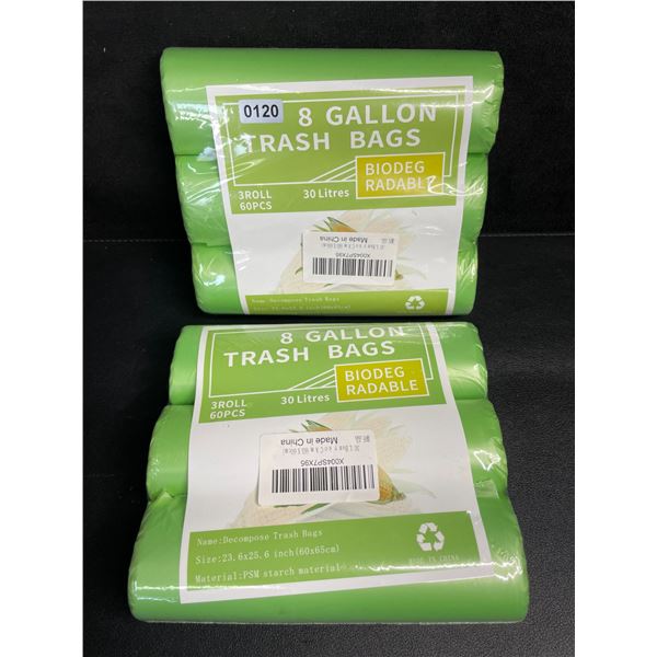 2 Packs/6 Rolls of 30L Trash Bags (120pcs Total) 8-Gallon Biodegradeable Food Waste Trash Bags - New