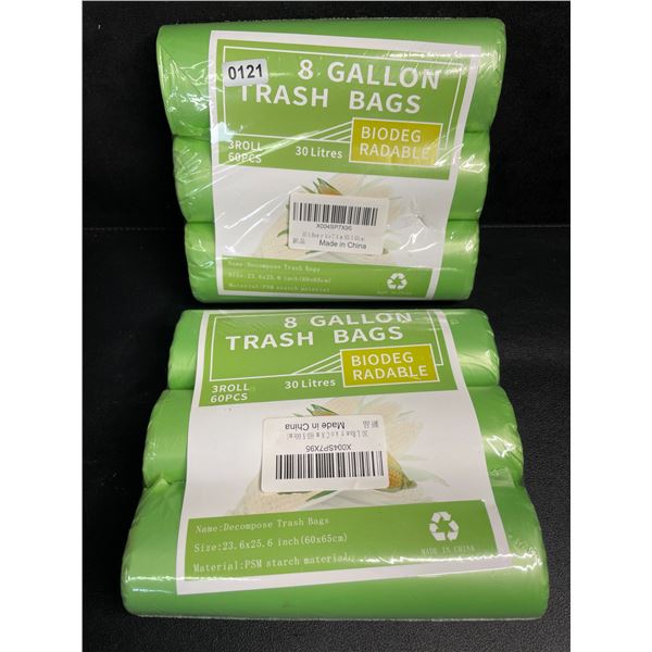 2 Packs/6 Rolls of 30L Trash Bags (120pcs Total) 8-Gallon Biodegradeable Food Waste Trash Bags - New