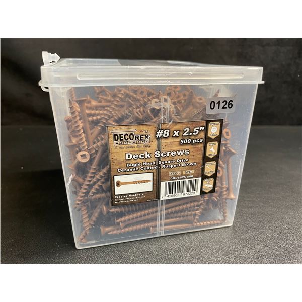 500PC Deck Screws #8 x 2.5"; Bugle Head, Square Drive/Ceramic Coated Deck Screws - New