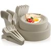 Image 1 : 250PC Disposable Paper Plates/Cutlery Set; Compostable/Biodegradable Dinnerware - New