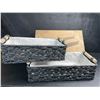 Image 3 : Navaris 2-Pack Natural Paper Rope Storage Baskets with Wooden Handles - Black - New in Box