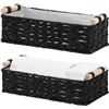 Image 1 : Navaris 2-Pack Natural Paper Rope Storage Baskets with Wooden Handles - Black - New in Box