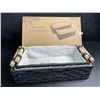 Image 2 : Navaris 2-Pack Natural Paper Rope Storage Baskets with Wooden Handles - Black - New in Box