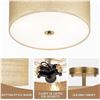 Image 6 : Clarsyne 13" Boho Woven Rattan Ceiling Light Fixture; Semi-Flush Mount Rustic Lighting - New in Box