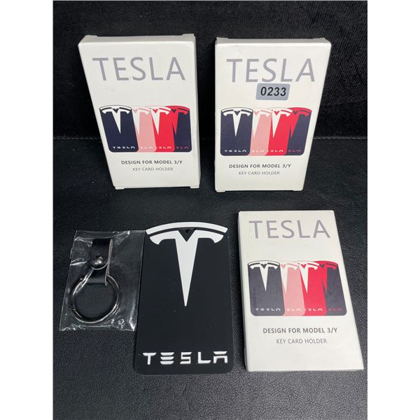 3 Tesla Key Card Holders - Black/White - New