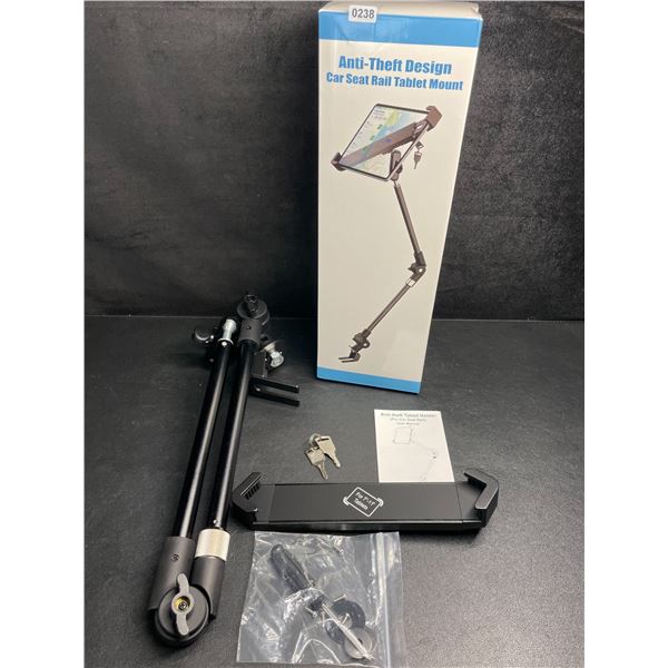 Anti-Theft Tablet Holder For Car Seat Rail (For 7"-11" Tablets) With Keys - New in Box