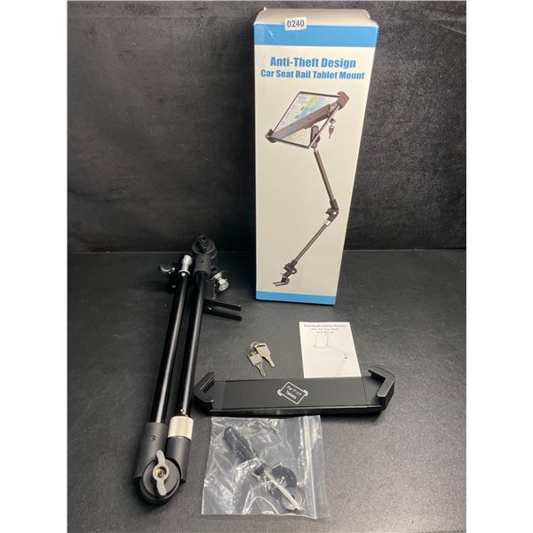 Anti-Theft Tablet Holder For Car Seat Rail (For 7"-11" Tablets) With Keys - New in Box