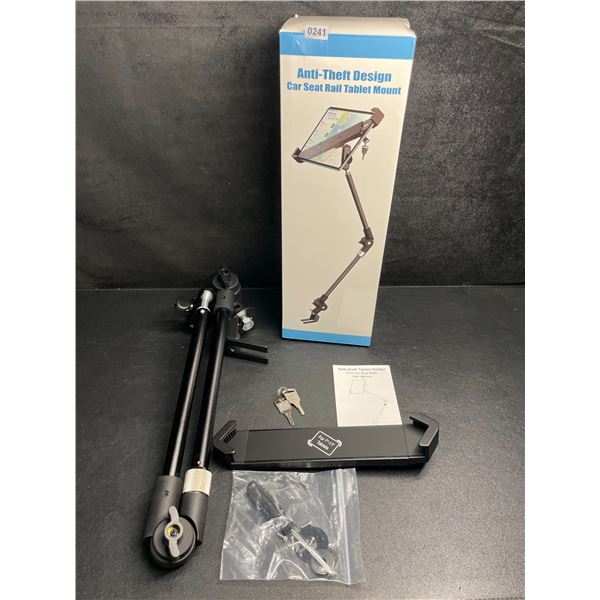 Anti-Theft Tablet Holder For Car Seat Rail (For 7"-11" Tablets) With Keys - New in Box
