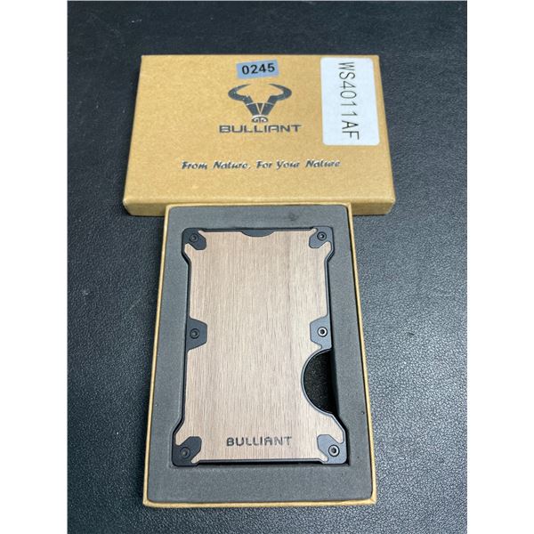 Bulliant Wood Grain Mens Slim Minimalist Wallet/Card Holder with Belt Clip - New in Box