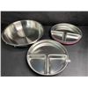 Image 1 : Set of 3 Metal Dishes/Divided Serving Trays with Silicone Bottom - New