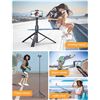 Image 6 : 71" Extendable Tripod/Selfie Stick with Bluetooth Remote; Compact/Easy-Fold Case Design - New