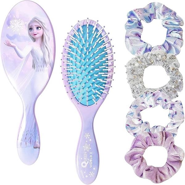 3 Disney Frozen Hair Brush & Hair Scrunchie Gift Sets for Girls - New