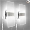 Image 1 : 2-Pack Kicaao Modern Acrylic Wall Lights; 10W 6000K Cool White w/ 6FT Plug-In Cord - New