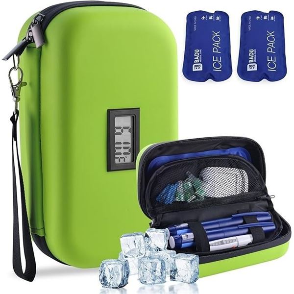Insulin Cooler Travel Case/Medicine Cooler for Travel with Temp Display & Reusable Ice Packs - New