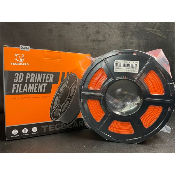 1 Roll of Tecbears PLA 3D Printer Filament - Orange - 1.75mm (1KG) Roll - New Sealed