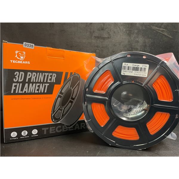 1 Roll of Tecbears PLA 3D Printer Filament - Orange - 1.75mm (1KG) Roll - New Sealed