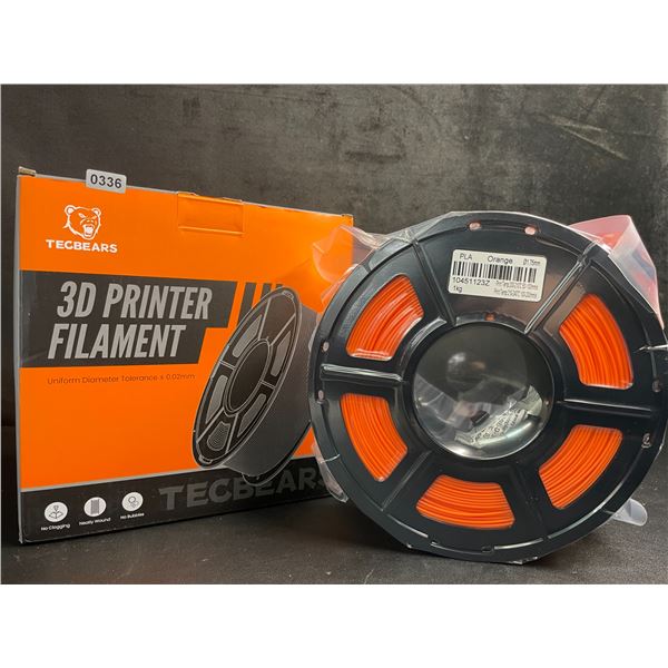 1 Roll of Tecbears PLA 3D Printer Filament - Orange - 1.75mm (1KG) Roll - New Sealed