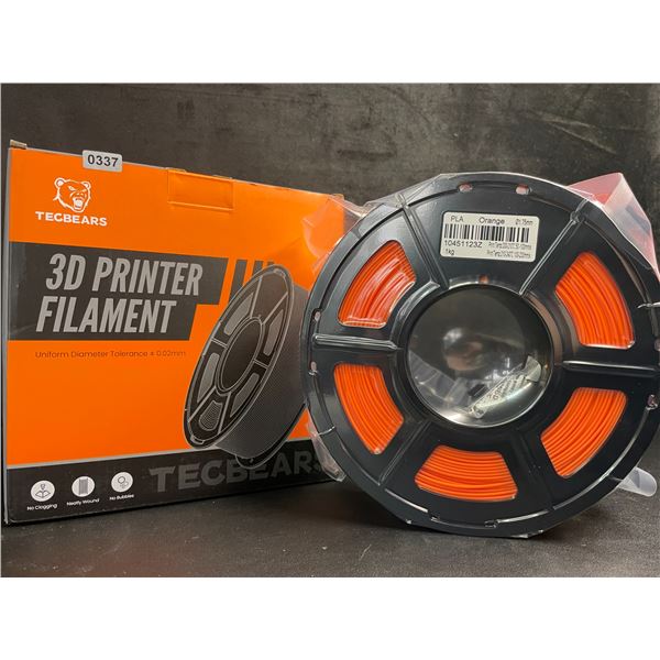 1 Roll of Tecbears PLA 3D Printer Filament - Orange - 1.75mm (1KG) Roll - New Sealed