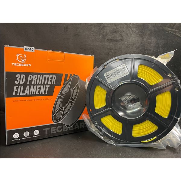 1 Roll of Tecbears PLA 3D Printer Filament - Yellow - 1.75mm (1KG) Roll - New Sealed