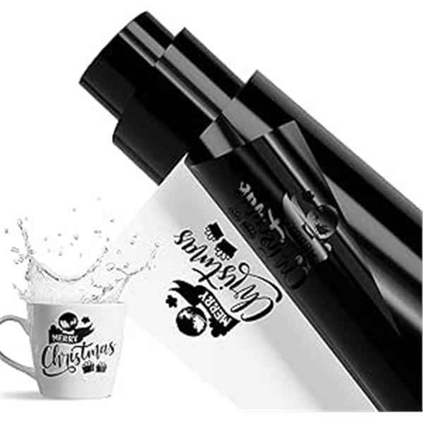 15FT Roll of Black Permanent Vinyl (12" x 15FT) For Cricut/DIY Crafts, Custom Decals, Mugs, etc. New