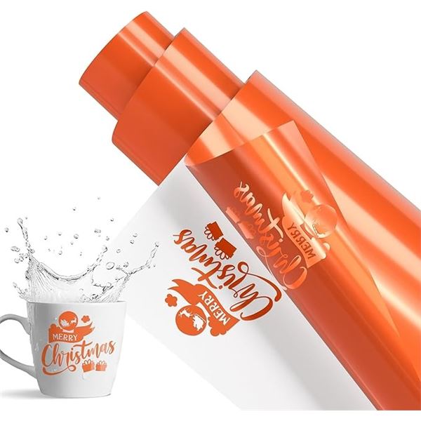15FT Roll of Orange Permanent Vinyl (12" x 15FT) For Cricut/DIY Crafts, Custom Decals, Mugs, etc.