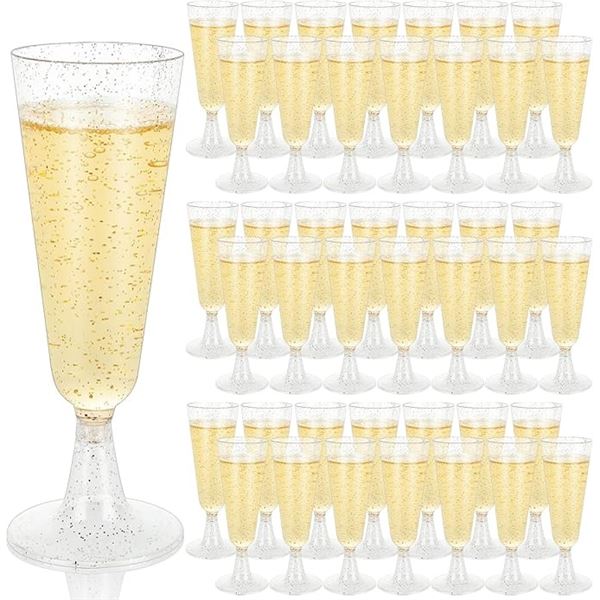 100PC Plastic Champagne Glasses/Champagne Flutes (5oz/150ml) - New