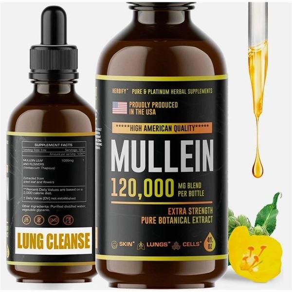 3 Boxes of Mullein Drops (120ml) Powerful Lung Cleanse/Immune Support/Respiratory Support - New