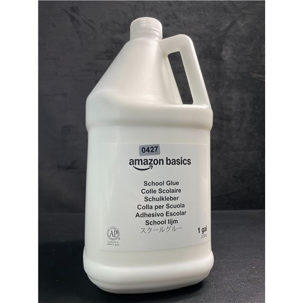 3.79L Jug of Amazon Basics White School Glue; Great for Paper, Wood, Cardboard, & Slime - New