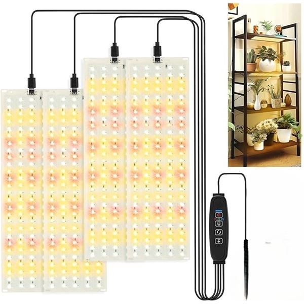 4PC LED Grow Lights; Full-Spectrum 40W Thin Grow Light Panels for Under Cabinet/Plant Shelves - New