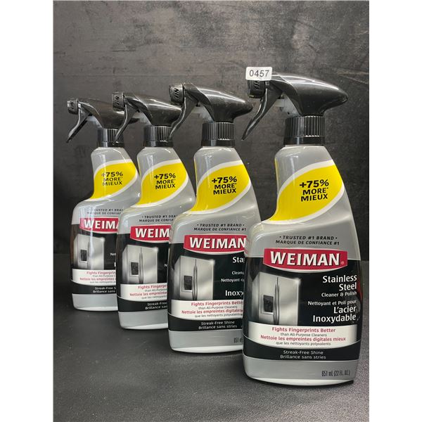 Lot of 4 Weiman Stainless Steel Cleaner & Polish (651ml) For Streak-Free Shine - New