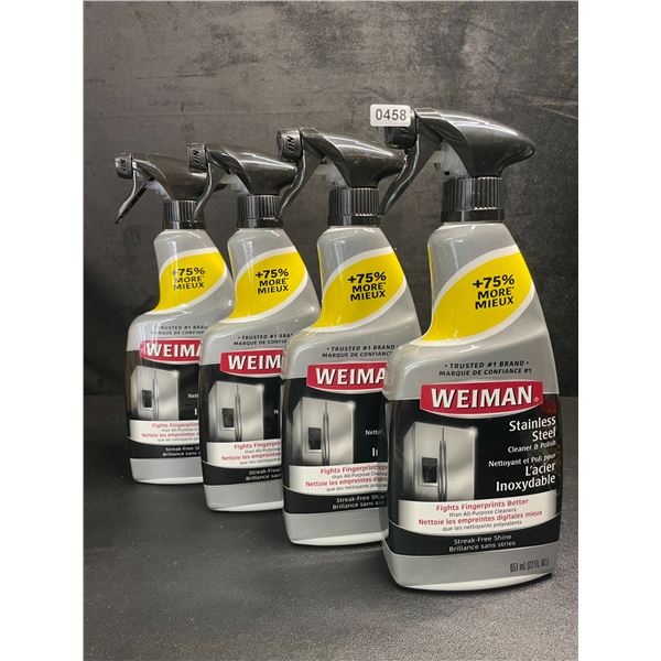 Lot of 4 Weiman Stainless Steel Cleaner & Polish (651ml) For Streak-Free Shine - New