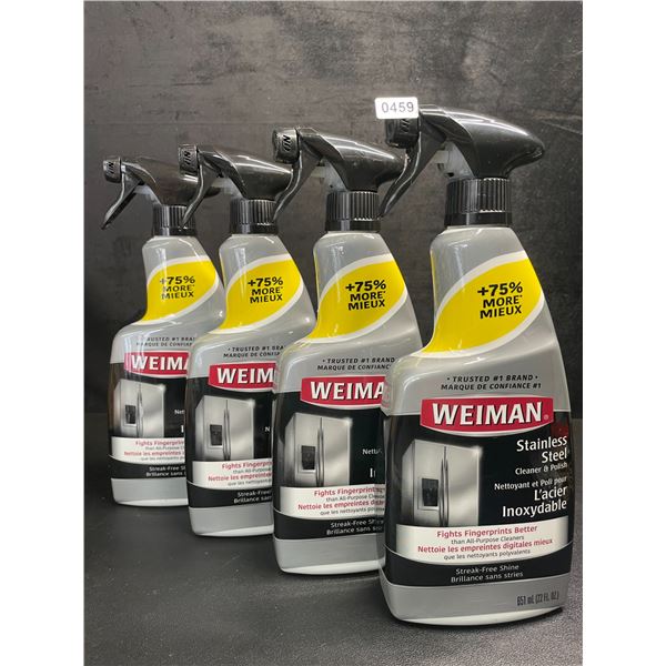 Lot of 4 Weiman Stainless Steel Cleaner & Polish (651ml) For Streak-Free Shine - New