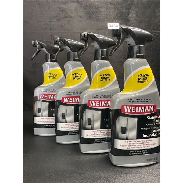 Lot of 4 Weiman Stainless Steel Cleaner & Polish (651ml) For Streak-Free Shine - New