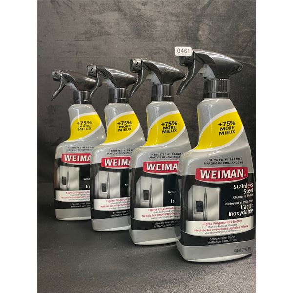 Lot of 4 Weiman Stainless Steel Cleaner & Polish (651ml) For Streak-Free Shine - New