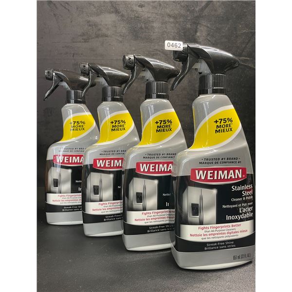 Lot of 4 Weiman Stainless Steel Cleaner & Polish (651ml) For Streak-Free Shine - New