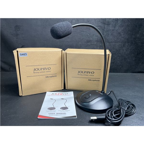Lot of 2 Jounivo USB Computer Microphones; Plug & Play Condenser Mics; Gooseneck Design - New