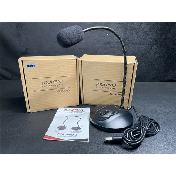 Lot of 2 Jounivo USB Computer Microphones; Plug & Play Condenser Mics; Gooseneck Design - New
