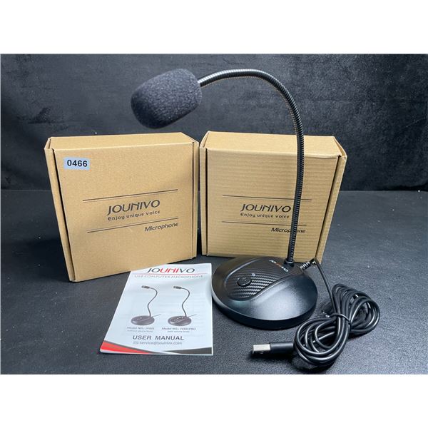 Lot of 2 Jounivo USB Computer Microphones; Plug & Play Condenser Mics; Gooseneck Design - New
