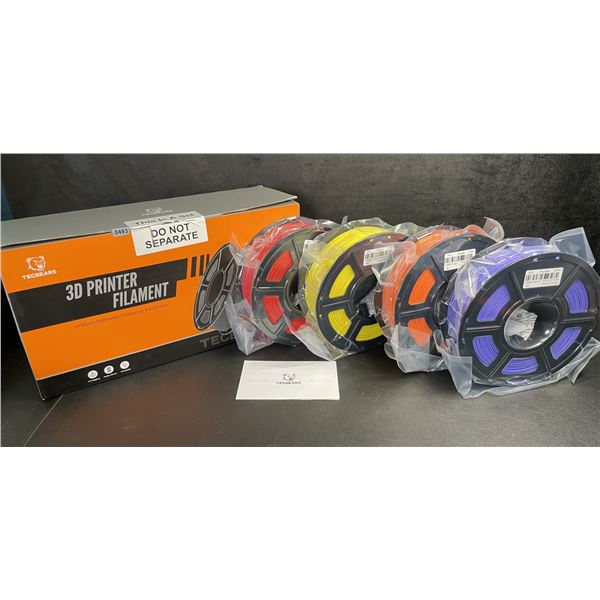 4-Pack of Tecbears 3D Printer Filament - PLA 1.75mm Filament (Yellow, Blue, Orange, Purple) - New