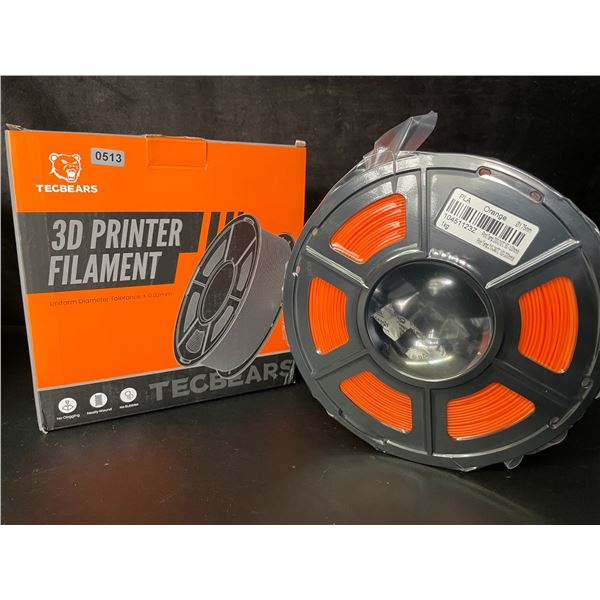 1 Roll of Tecbears PLA 3D Printer Filament - Orange - 1.75mm (1KG) Roll - New Sealed