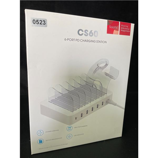 6-Port PD Charging Station with Smart LED Indicator - Powerful & Compact Design - New