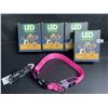 Image 1 : 4 Masbrill LED Light-Up Dog Collars - Rechargeable/Rainproof Super-Bright Design (Size S - Pink) New