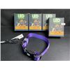 Image 1 : 4 Masbrill LED Light-Up Dog Collars - Rechargeable/Rainproof Super-Bright Design (Size S - Purple)
