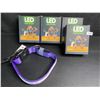 Image 1 : 4 Masbrill LED Light-Up Dog Collars - Rechargeable/Rainproof Super-Bright Design (Size S - Purple)