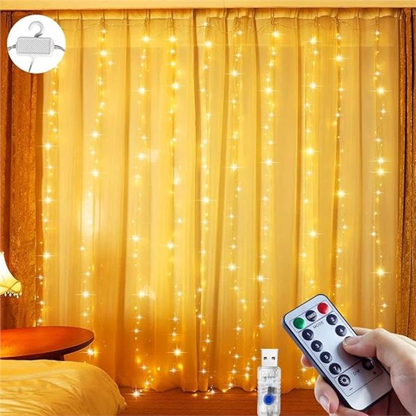 LED String Light/Fairy Curtain Lights (9.8FT) w/ Remote Control; 8 Lighting Modes - New