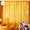 Image 1 : LED String Light/Fairy Curtain Lights (9.8FT) w/ Remote Control; 8 Lighting Modes - New