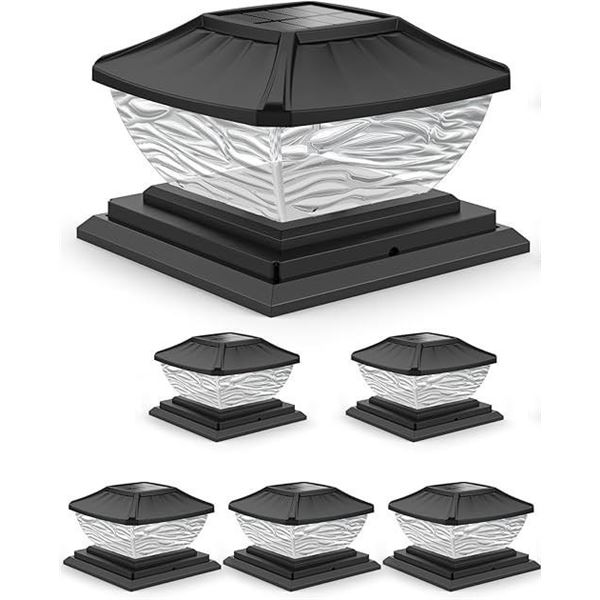 6-Pack of Solar Post Cap Lights - LED Super Bright Fence Post Lights for Outdoors - New