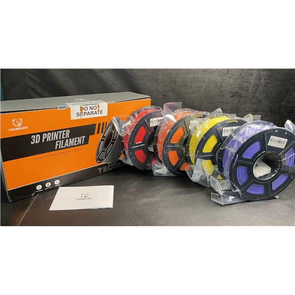 4-Pack of Tecbears 3D Printer Filament - PLA 1.75mm Filament (Yellow, Blue, Orange, Purple) - New