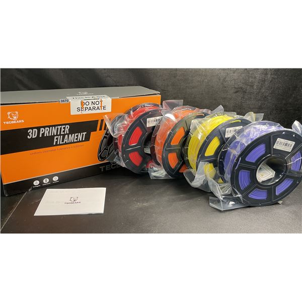 4-Pack of Tecbears 3D Printer Filament - PLA 1.75mm Filament (Yellow, Blue, Orange, Purple) - New