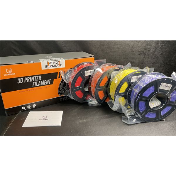 4-Pack of Tecbears 3D Printer Filament - PLA 1.75mm Filament (Yellow, Blue, Orange, Purple) - New